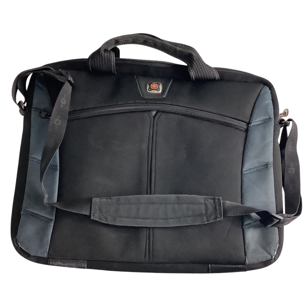 SwissGear by Wenger Laptop Messenger Bag Black Gray Padded Shoulder Strap